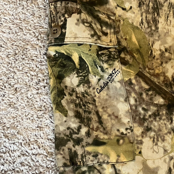 Cabelas Camo Cargo Pants Canvas ZONZ Woodlands Hunting Outdoor Mens Size 44 x 32 - Picture 9 of 13